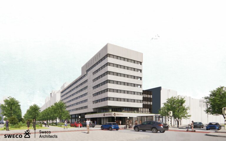 - Artist impressions van de nieuwe studentenhuisvesting aan de Westblaak in het centrum van Rotterdam. Beeldmateriaal afkomstig van Sweco Architects.