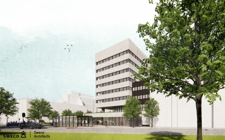 - Artist impressions van de nieuwe studentenhuisvesting aan de Westblaak in het centrum van Rotterdam. Beeldmateriaal afkomstig van Sweco Architects.